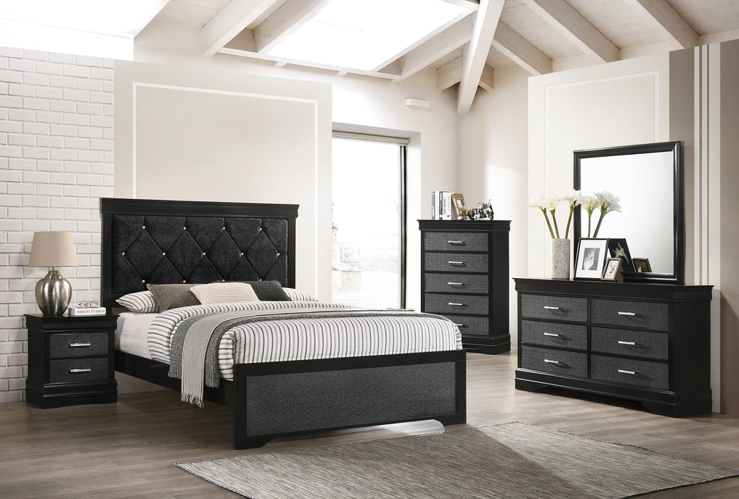 Amalia Black Upholstered Panel Bedroom Set