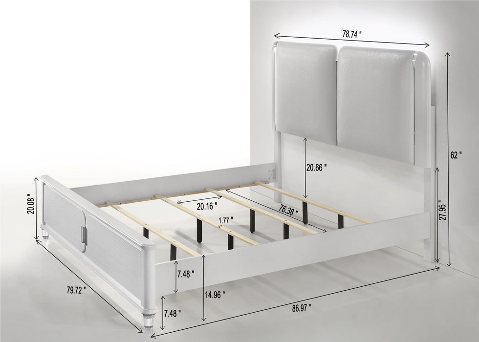 Vivian White LED Panel Bedroom Set