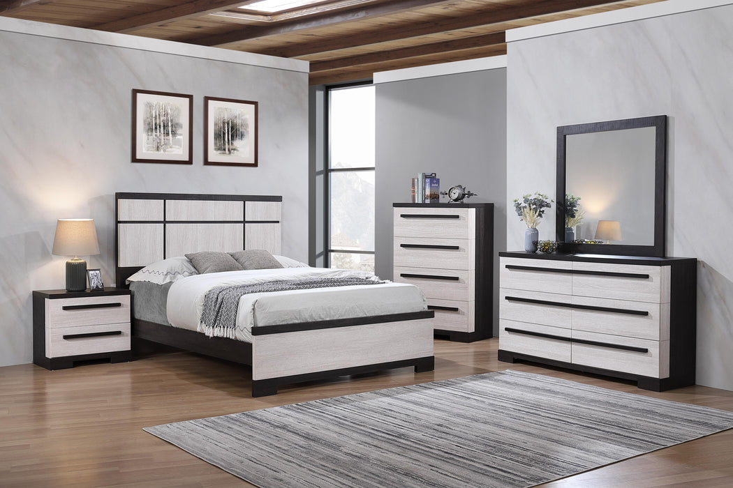 Remington Black/White Queen Panel Bed