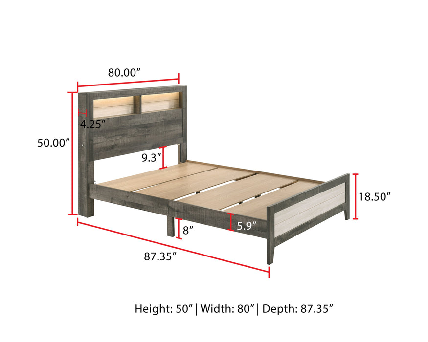 Rhett Brown/Cream King LED Platform Bed