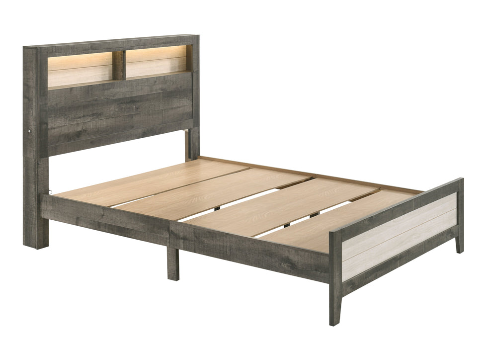 Rhett Brown/Cream Queen LED Platform Bed