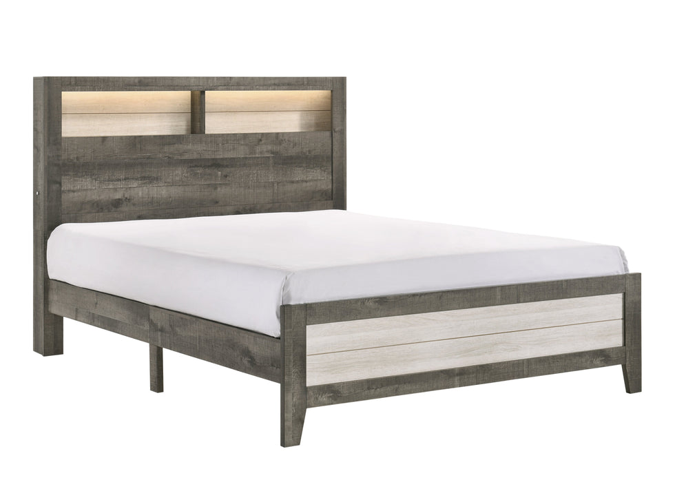 Rhett Brown/Cream Queen LED Platform Bed