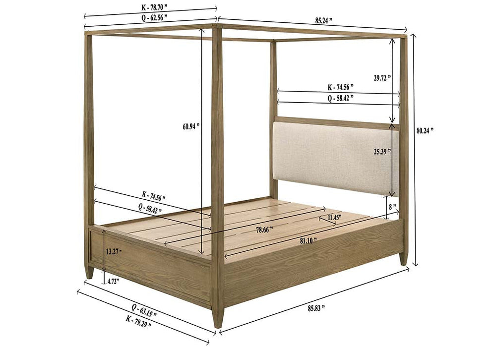 Sienna Rustic Natural Queen Canopy Platform Bed