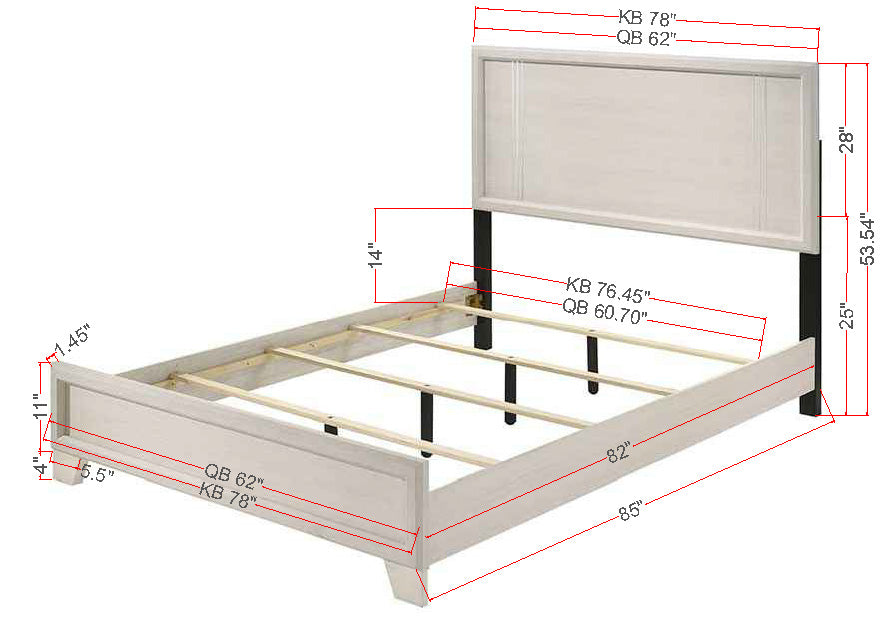 Charlie White King Panel Bed