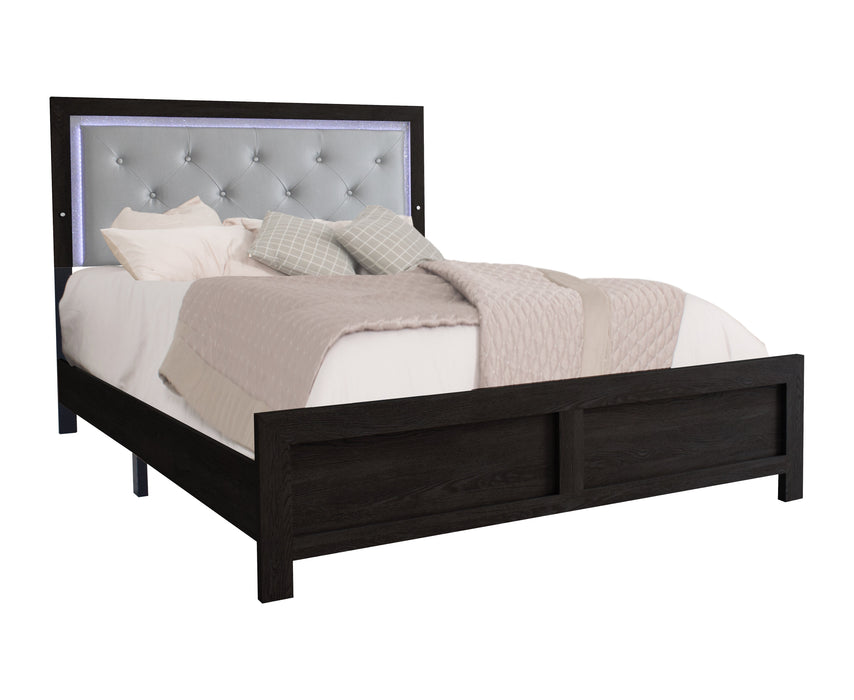 Jaylen Black Queen LED Panel Bed