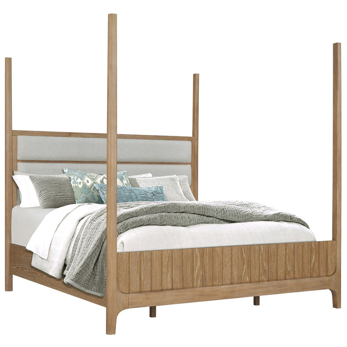 Modern Furniture - Escape Queen Poster Bed in Glazed Natural Oak & Neutral Fabric - BESC#1150-3 Set