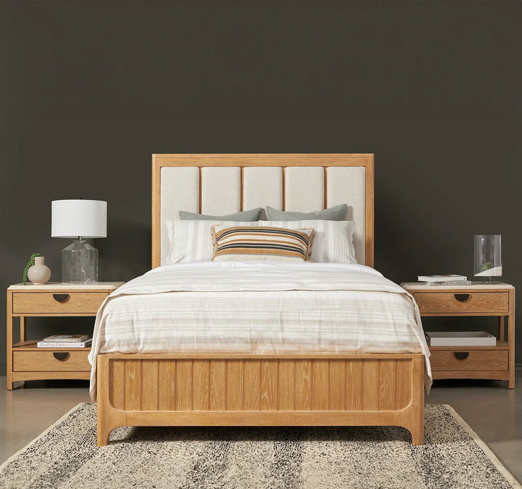 Modern Furniture -  Escape Queen Panel Bed in Glazed Natural Oak - BESC#1250-3