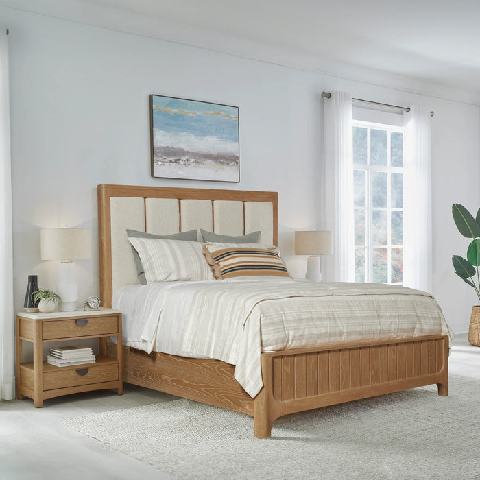 Modern Furniture -  Escape Queen Panel Bed in Glazed Natural Oak - BESC#1250-3