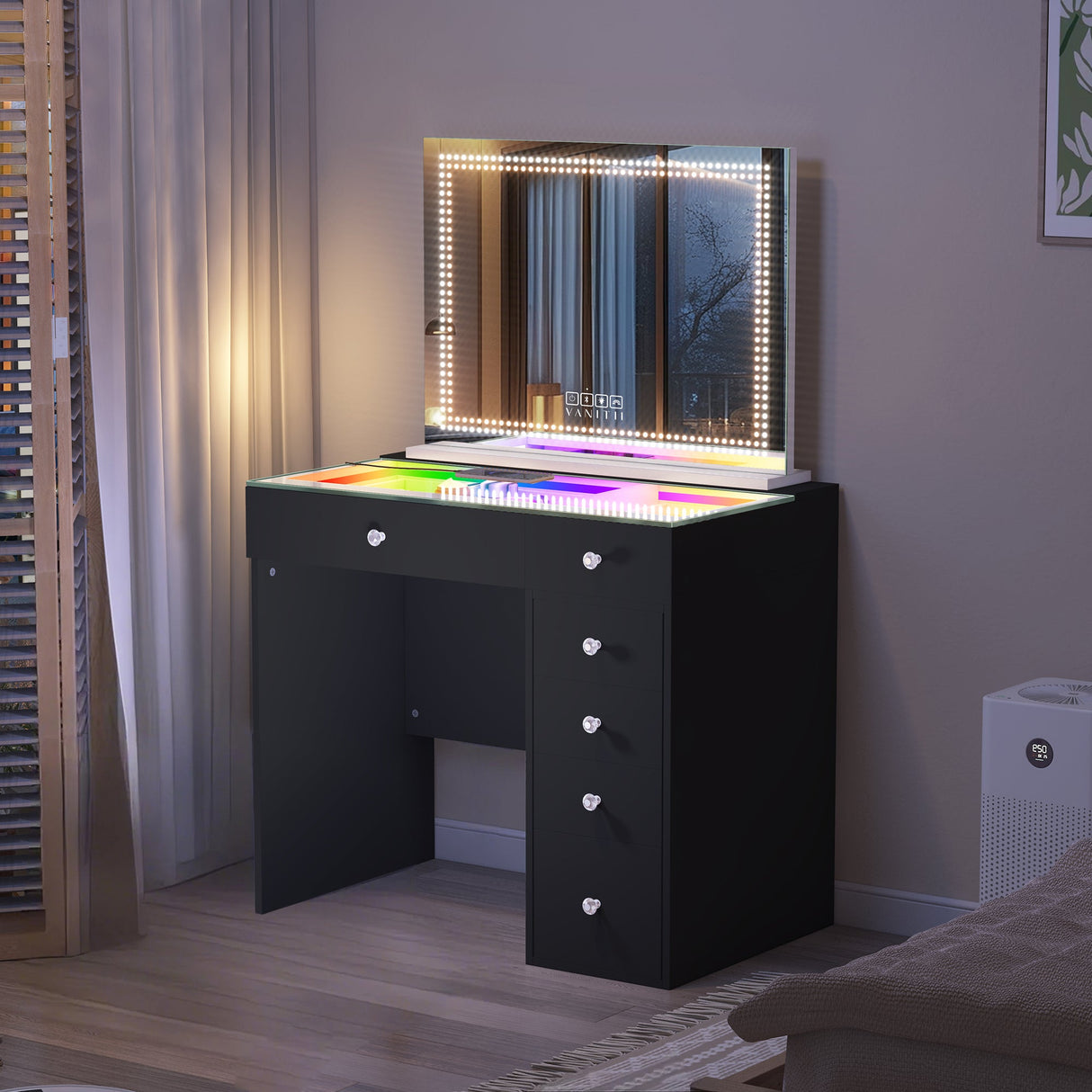 VANITII Mini Diana Vanity Desk with DL Vanity Mirror