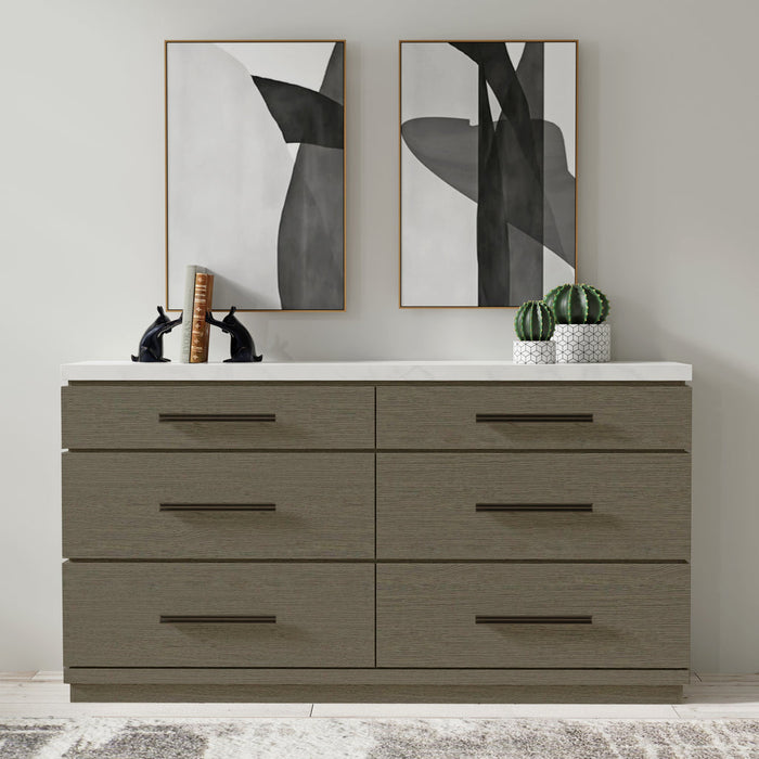 Modern Furniture - Pure Modern Dresser 6 Drawer in Moonstone - BPUR#21706