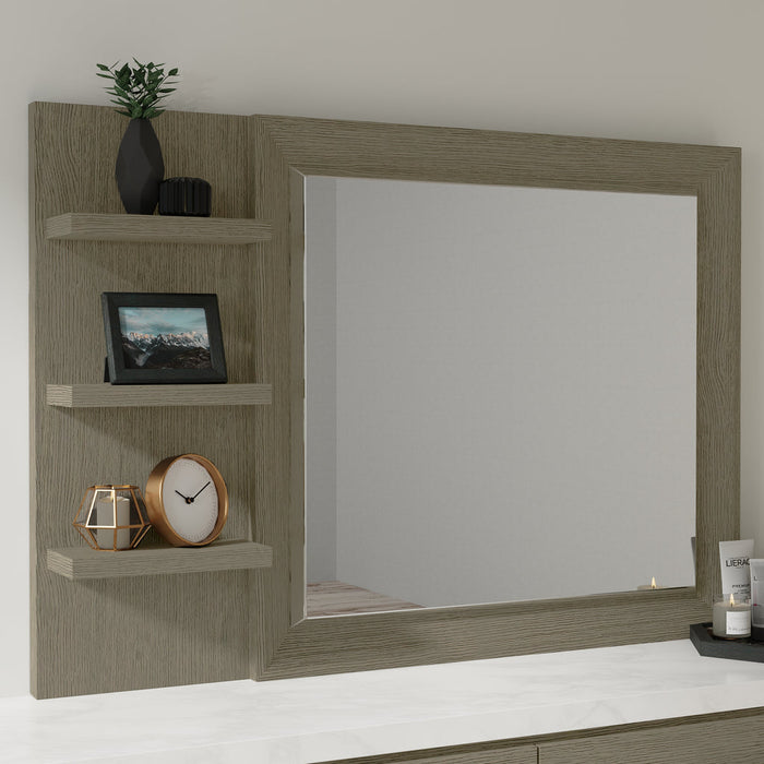 Modern Furniture - Pure Modern Mirror with Shelves in Moonstone - BPUR#3154