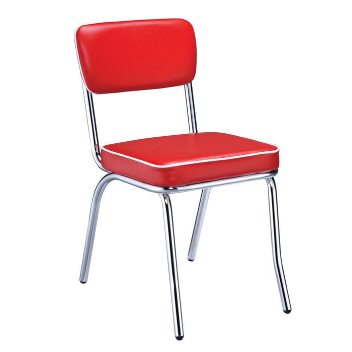 Retro Open Back Side Chairs Red and Chrome (Set of 2)