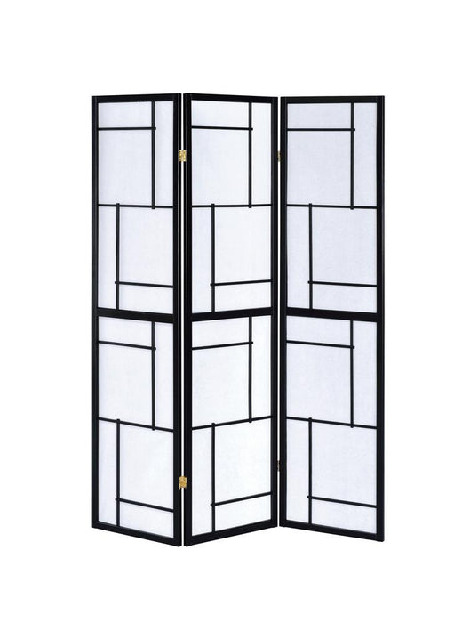 Damis 3-panel Folding Floor Screen Black and White