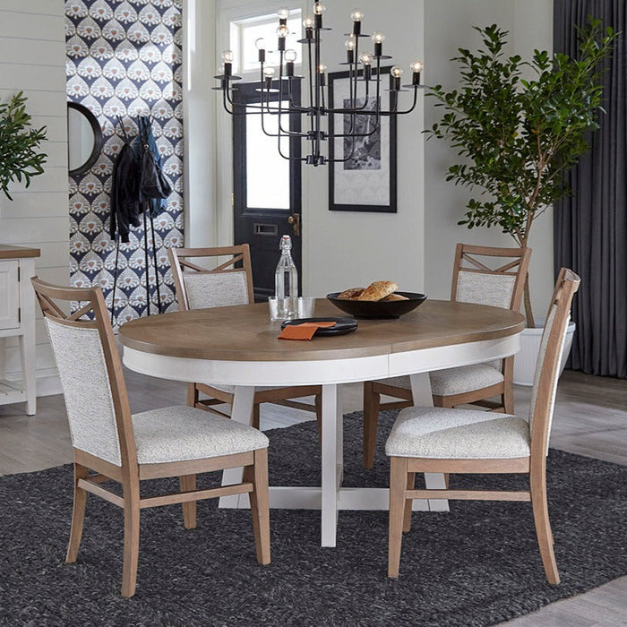 Modern Furniture - Americana Modern 5 Piece 48 in. Round Dining Table Set in Cotton - DAME-5PC-RND-DINING