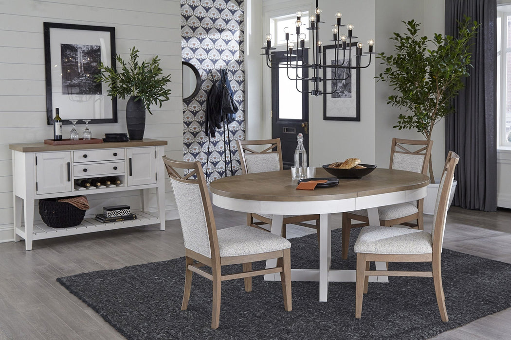 Modern Furniture - Americana Modern 5 Piece 48 in. Round Dining Table Set - DAME#48RND-2218-COT