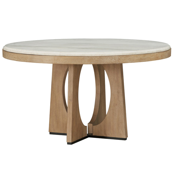 Modern Furniture - Escape 54' Round Dining Table in Glazed Natural Oak with Natural Stone - DESC#54RND-2