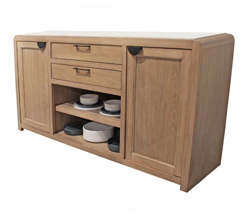 Modern Furniture - Escape 72' Buffet Server in Glazed Natural Oak & Vanilla Bean Stone - DESC#72