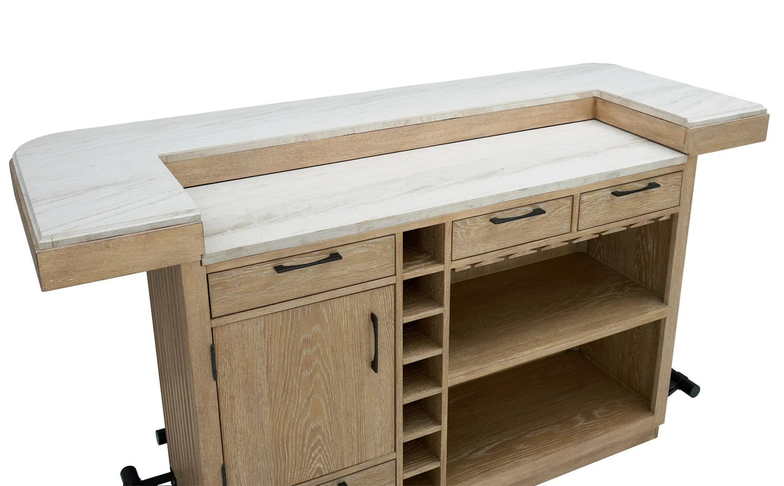 Modern Furniture -  Escape Dining 78' Bar with Stone Top in Natural Oak - DESC#78BAR-2