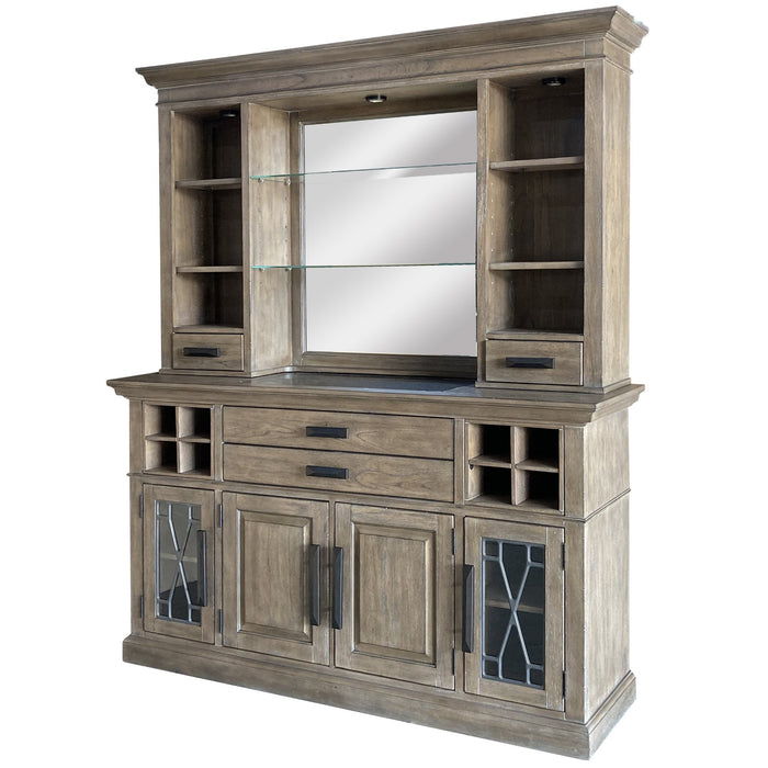 Modern Furniture - Sundance Buffet and Bar Display Hutch with quartz insert in Sandstone - DSUN#66-2-SS