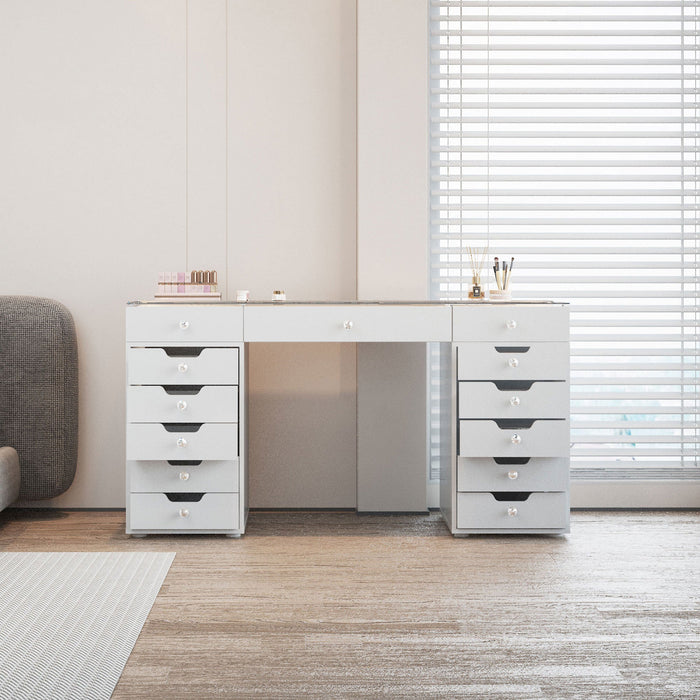 VANITII Eva Vanity Desk - 13 Storage Drawers