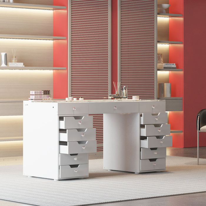 VANITII Eva Vanity Desk - 13 Storage Drawers