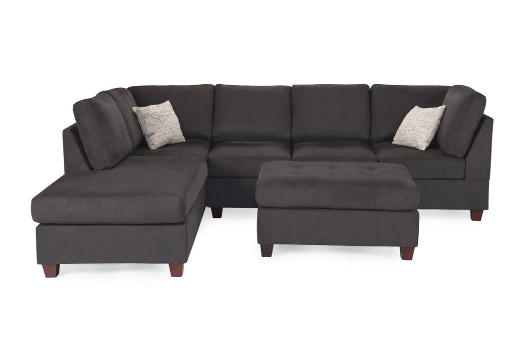 3-Piece Reversible Sectional Set W/ Ottoman - Ebony