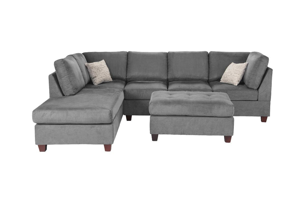 3-Piece Reversible Sectional Set W/ Ottoman - Grey