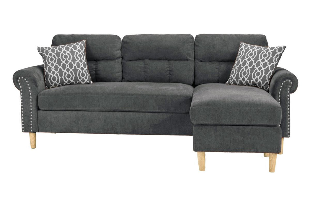 2-Piece Reversible Sectional Set W/ 2 Accent Pillows - Slate