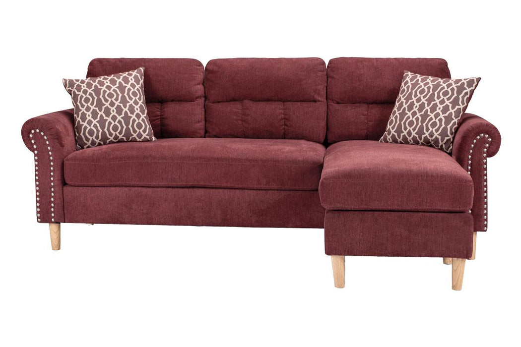 2-Piece Reversible Sectional Set W/ 2 Accent Pillows - Paprika Red