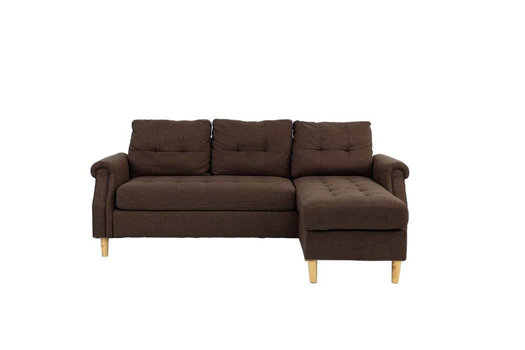 2-Piece Reversible Sectional Set W/ 2 Accent Pillows - Dark Coffee