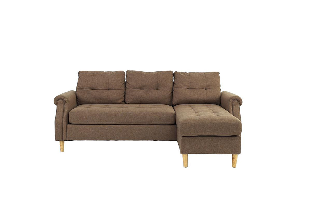 2-Piece Reversible Sectional Set W/ 2 Accent Pillows - Light Coffee