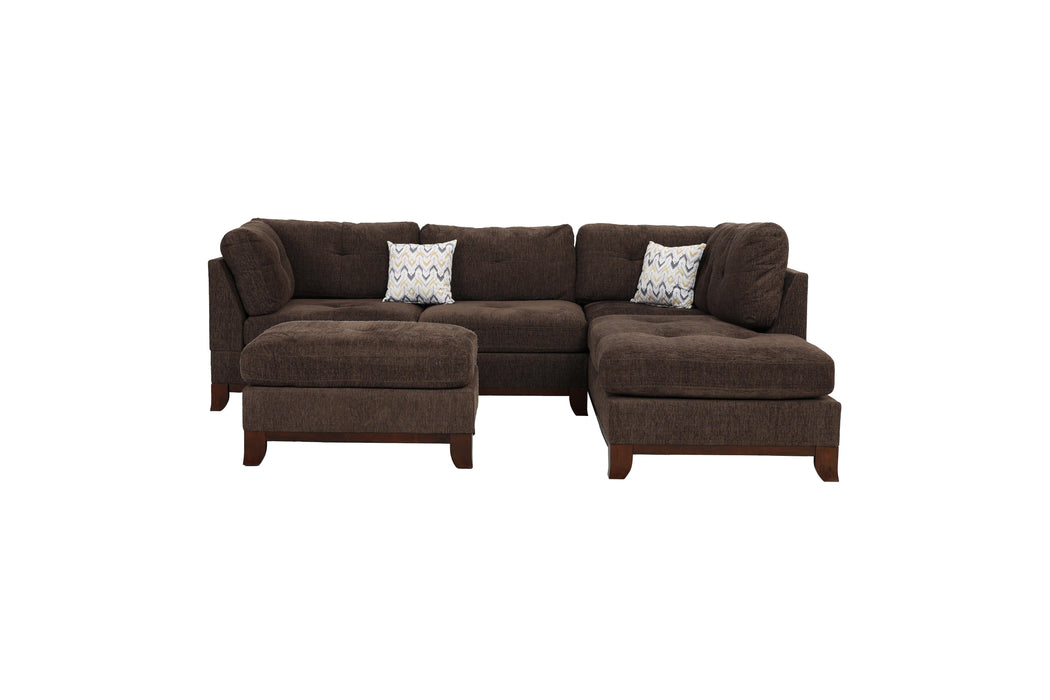 3pc Reversible Sectional W/ Ottoman - Dark Coffee