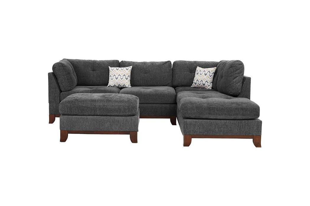 3pc Reversible Sectional W/ Ottoman - Ash Grey