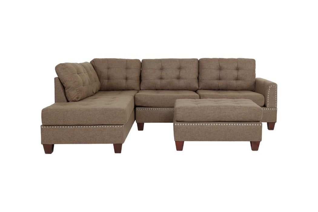 3pc Reversible Sectional Set W/ Ottoman - Coffee