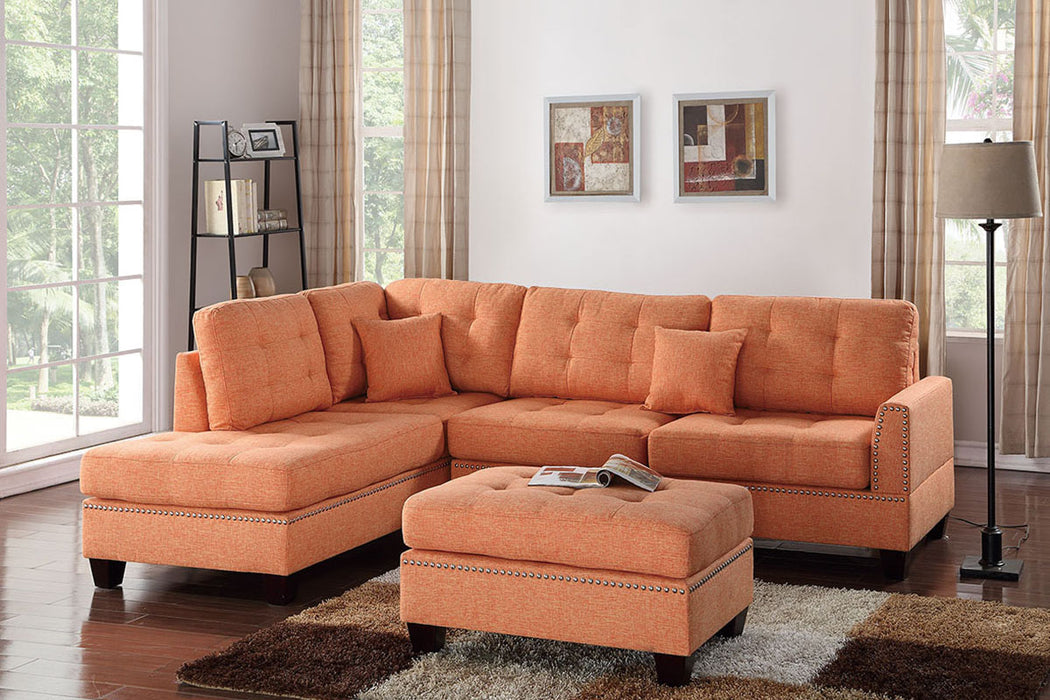 3pc Reversible Sectional Set W/ Ottoman - Citrus