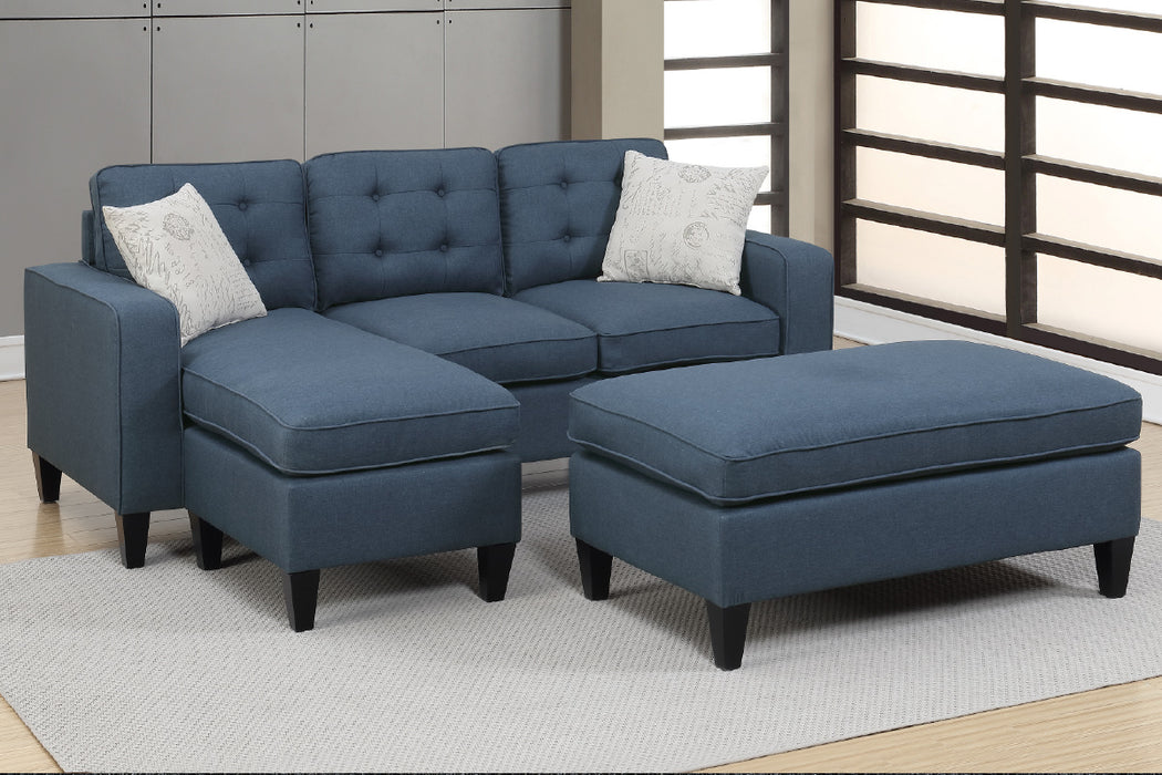 3-Pcs Sectional Set - Reversible with Ottoman