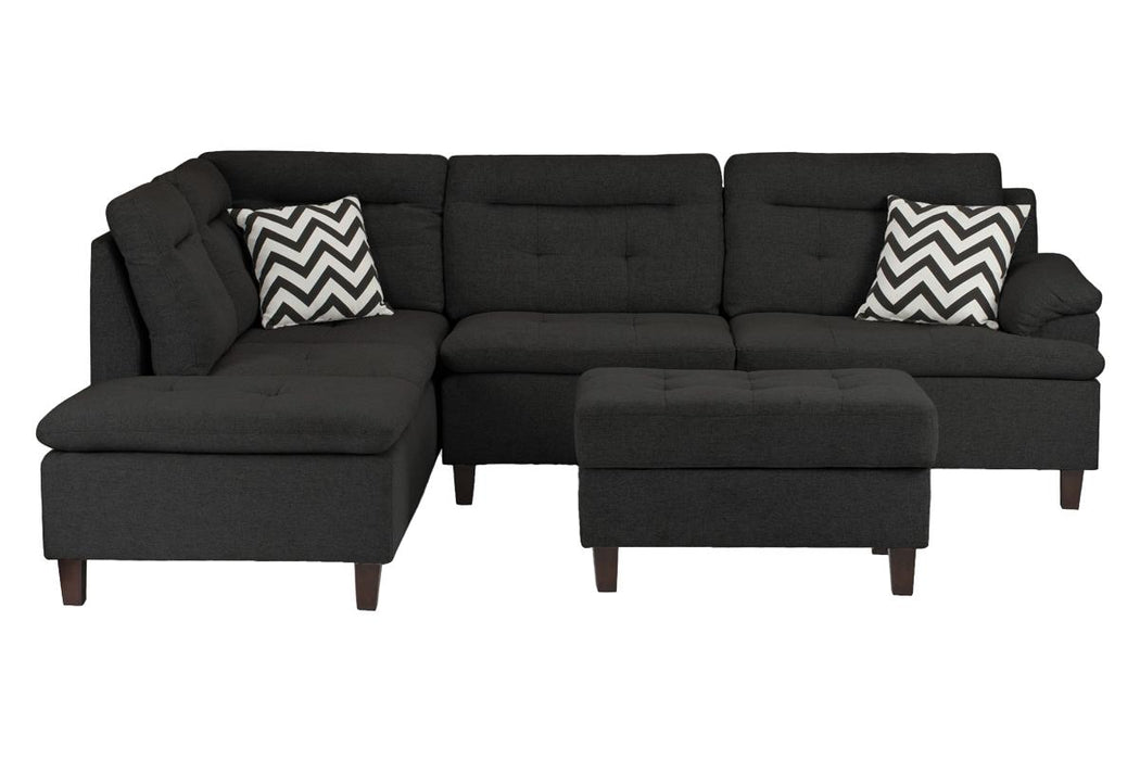 Left Facing Chaise Sectional Set W/ Ottoman - Black