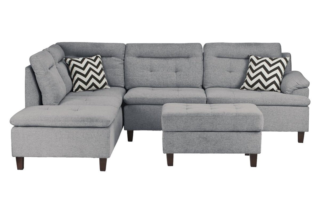 Left Facing Chaise Sectional Set W/ Ottoman - Grey