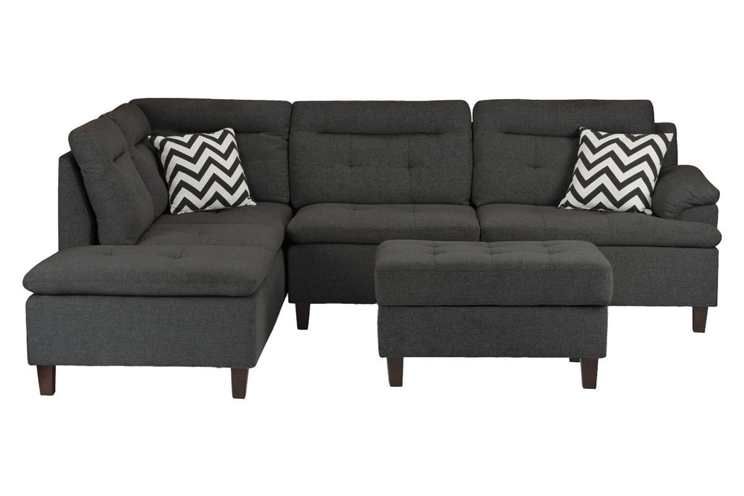 Left Facing Chaise Sectional Set W/ Ottoman - Charcoal