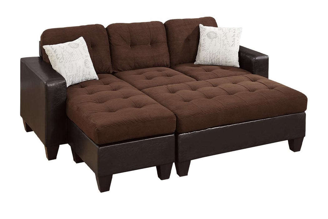 3pc Reversible Sectional Set W/ Ottoman - Chocolate