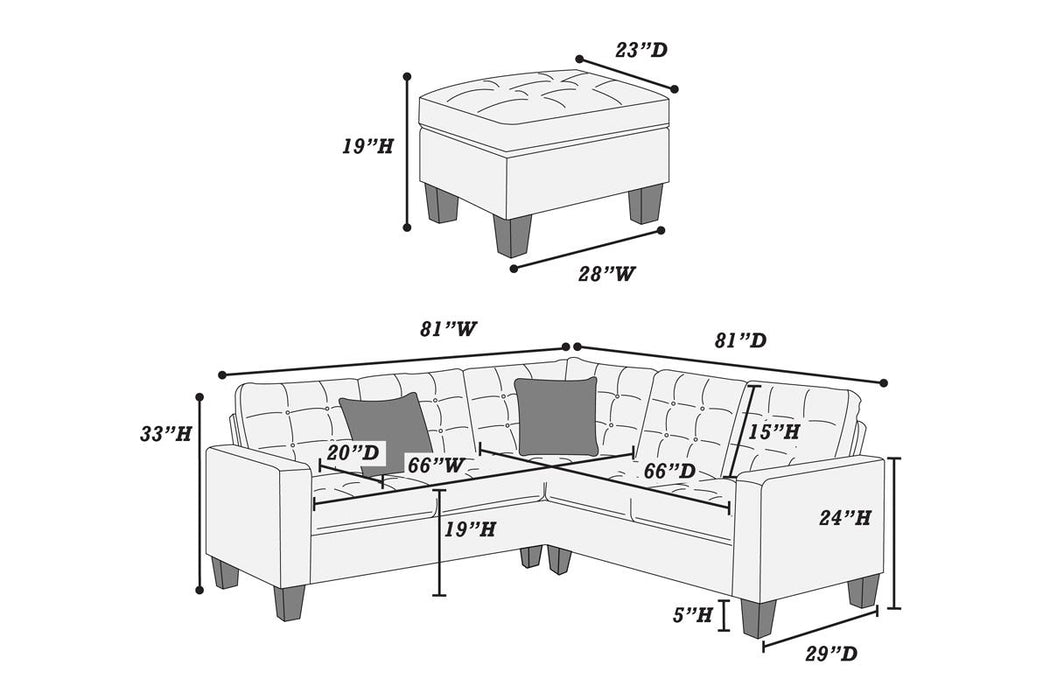 4pc Modular Sectional W/ Ottoman - Espresso