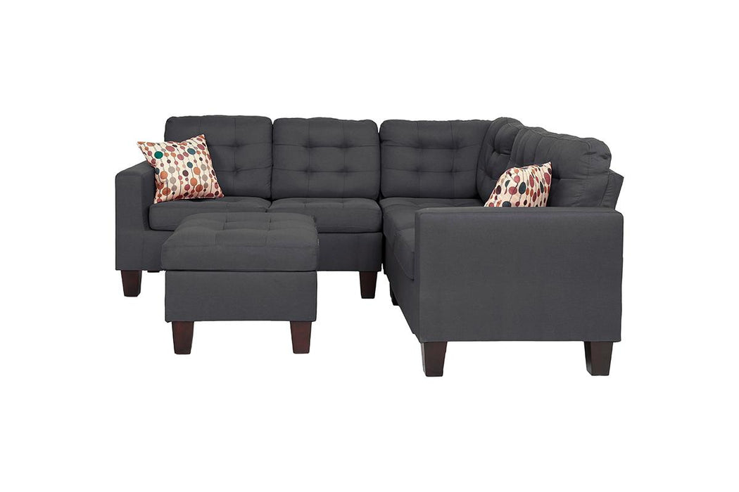 4pc Modular Sectional W/ Ottoman - Blue Grey