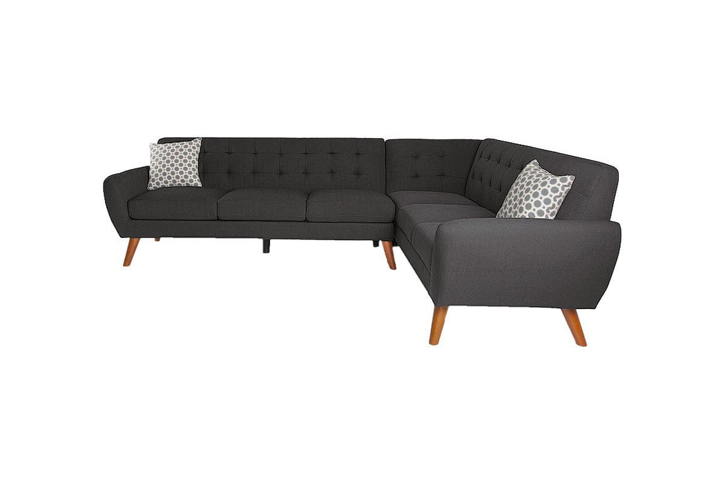 Left Facing Sofa, Right Facing Loveseat Wedge Sectional Set - Ash Black