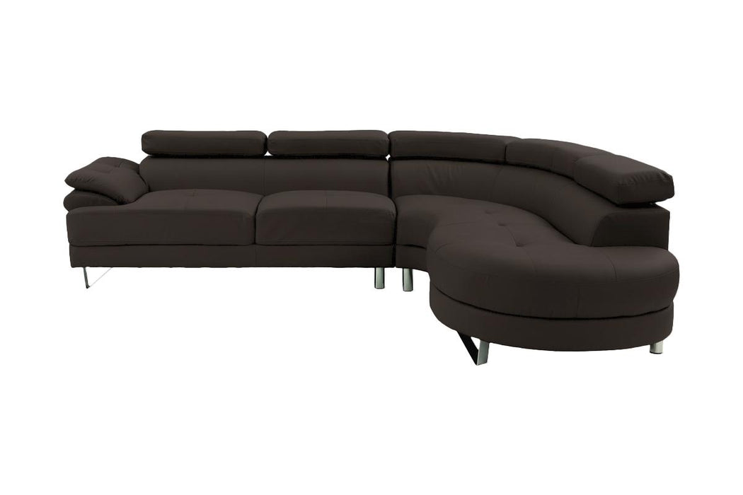 Left Facing Sofa, Right Facing Chaise Sectional Set - Espresso