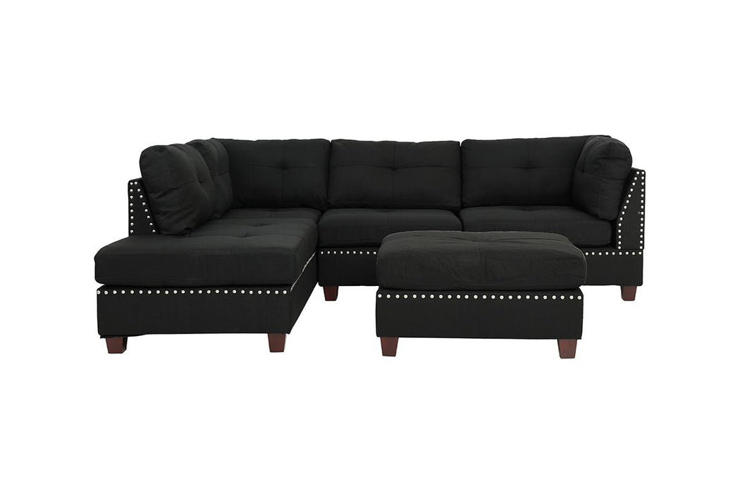 Reversible Sectional Set W/ Ottoman - Black