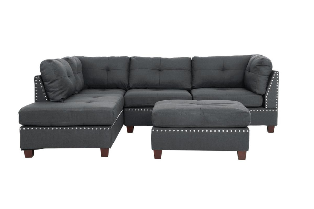 Reversible Sectional Set W/ Ottoman - Blue Grey