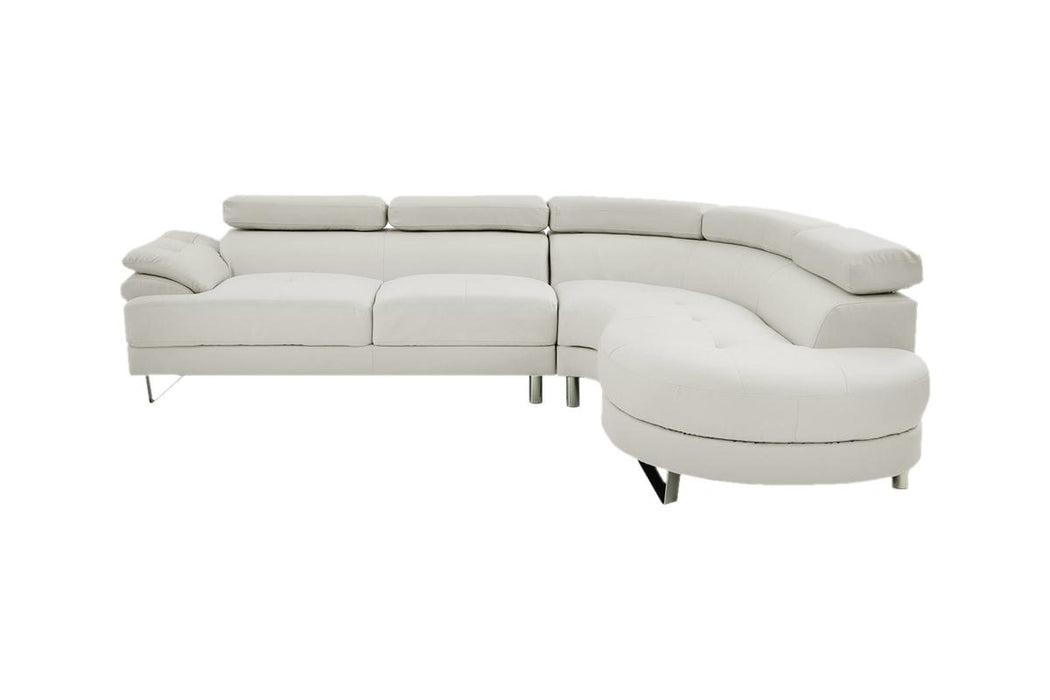 Left Facing Sofa, Right Facing Chaise Sectional Set - White