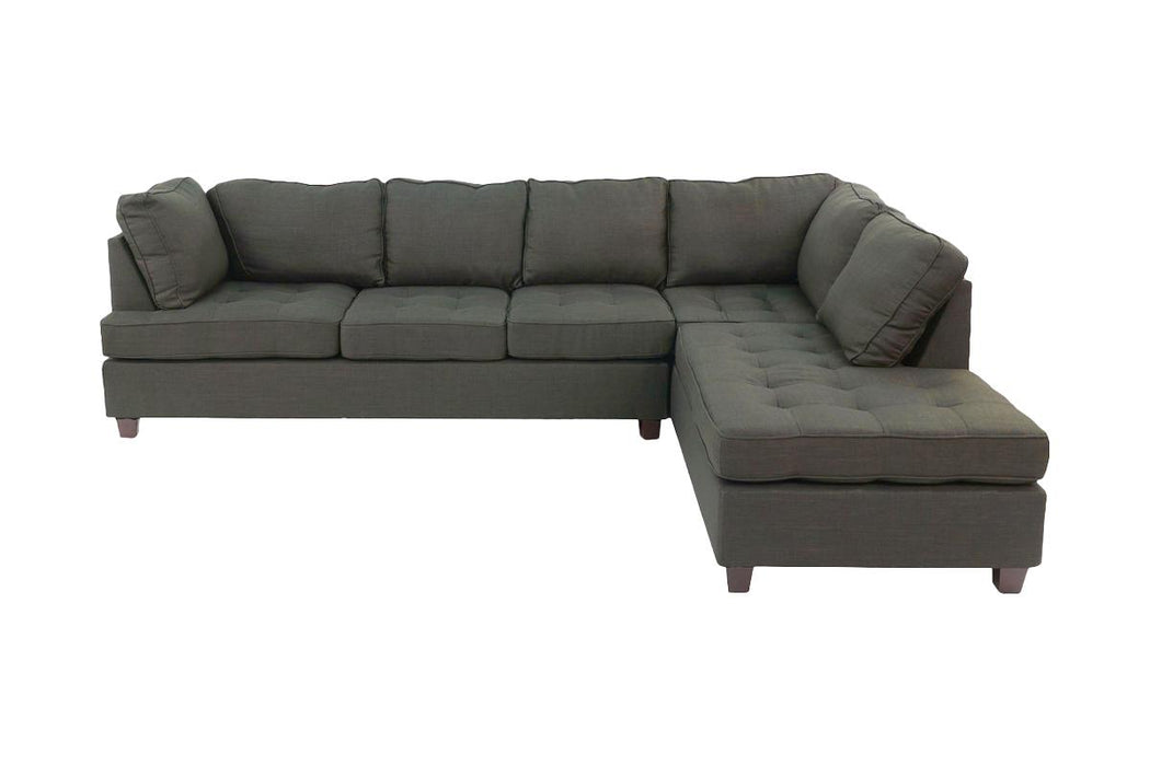 2pc Reversible Sectional W/2 Accent Pillows - Ash Black