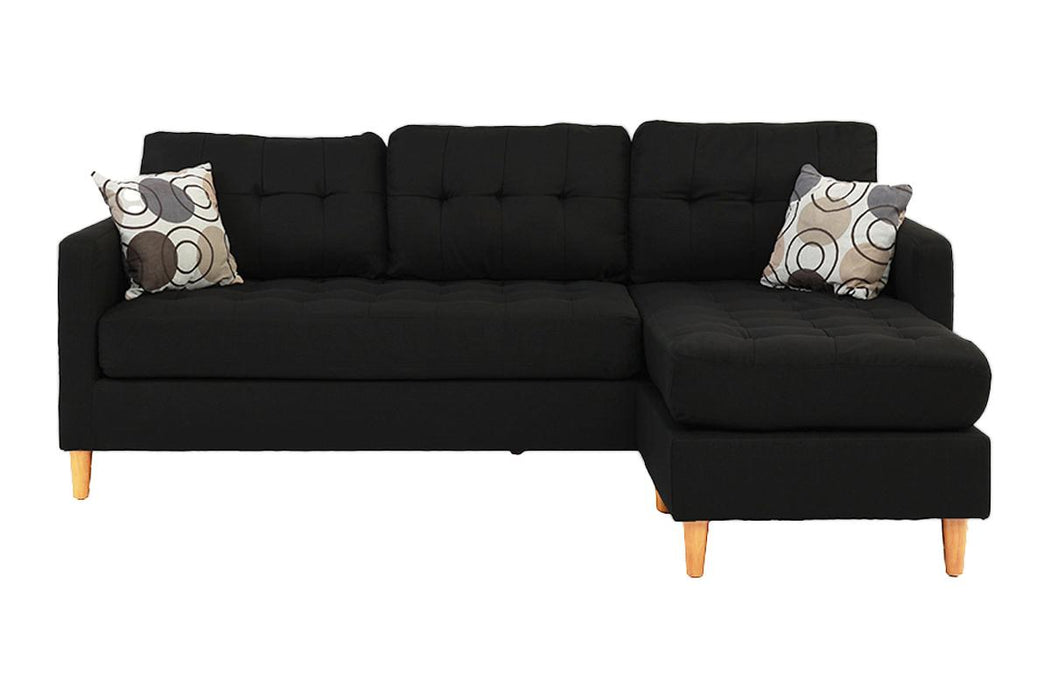 2pc Reversible Sectional W/2 Accent Pillows - Black