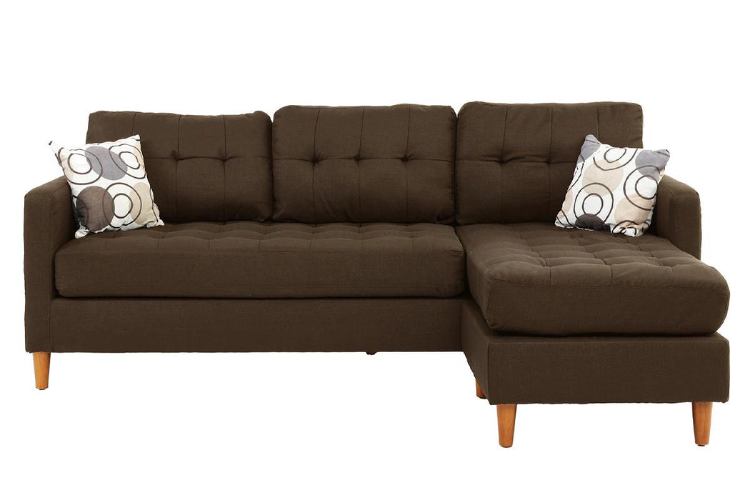 2pc Reversible Sectional W/2 Accent Pillows - Chocolate